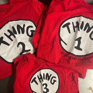 NEW Universal Lot of 3 Red Thing 1, 2, 3 Adults Large & Small & Kid Youth 5/6